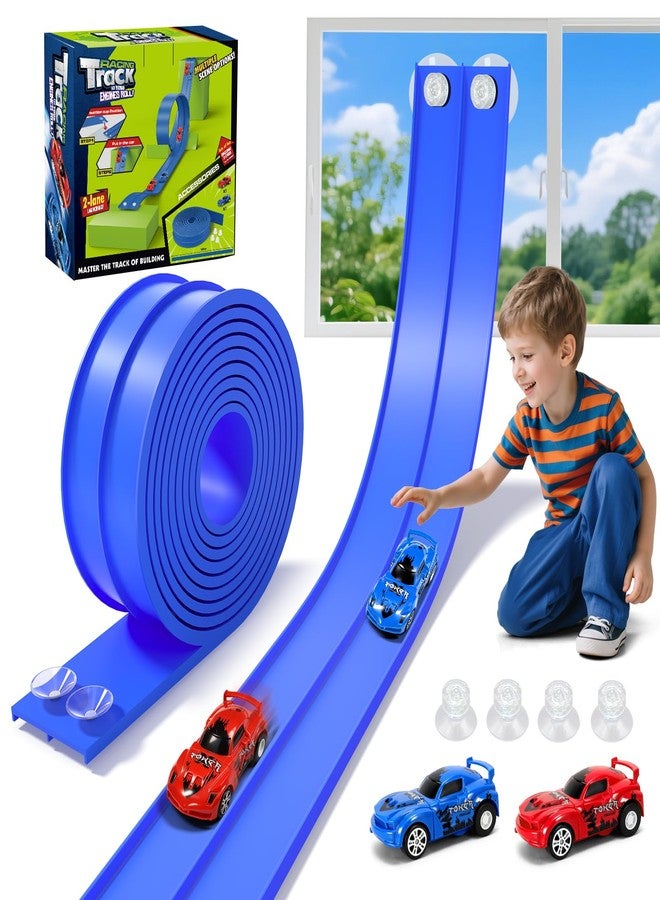 KETIEE Flex Tracks 16 Ft for Kids, Flexible Race Car Ramp Track with 2 Small Racecars and 4 Suction Cups Compatible with Diecast 1/64th Cars,Rolls Up Portable Racetrack for Ages 3 & Up - Image 1